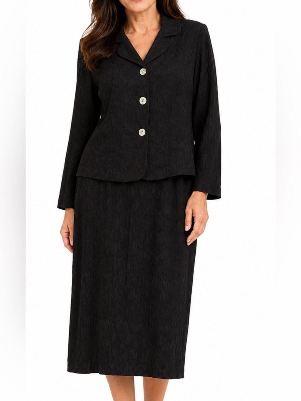 Vintage Karin Stevens Black Women's Dress With Jacket Elegant Everyday Style 14P